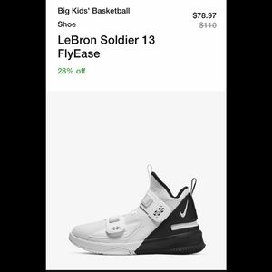 Lebron Soldier 13 basketball shoes boys 5.5 White